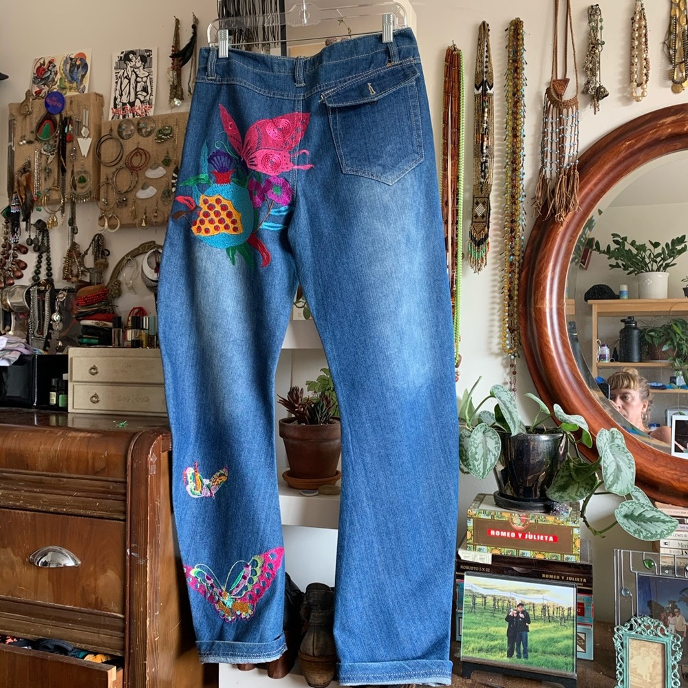 Embroidered Blue Jeans